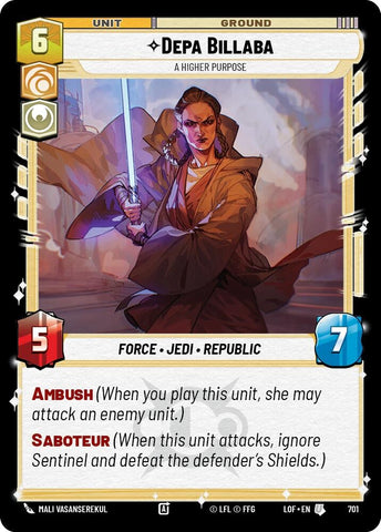 Image for Depa Billaba - A Higher Purpose (Foil) (701) (Legends of the Force) - Star Wars: Unlimited