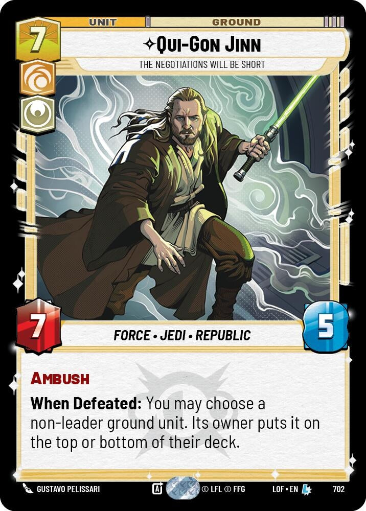 Image for Qui-Gon Jinn - The Negotiations Will Be Short (Foil) (702) (Legends of the Force) - Star Wars: Unlimited