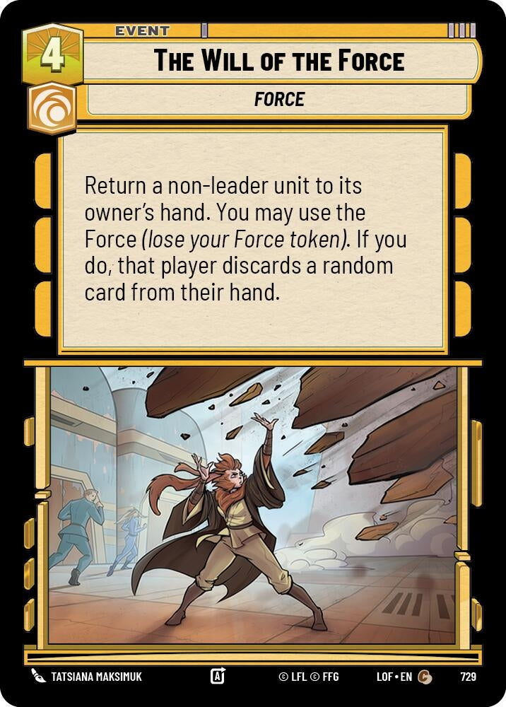 Image for The Will of the Force (Foil) (729) (Legends of the Force) - Star Wars: Unlimited