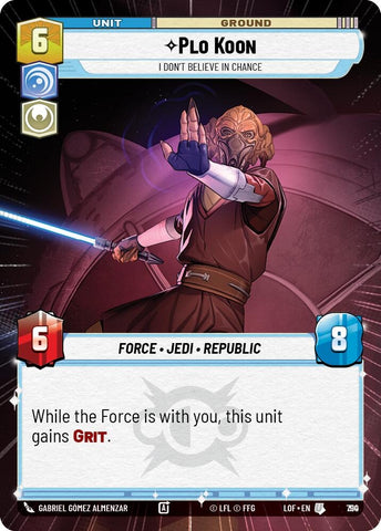 Image for Plo Koon - I Don't Believe in Chance (Hyperspace Foil) (790) (Legends of the Force) - Star Wars: Unlimited