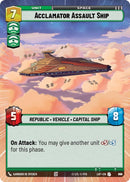 Image for Acclamator Assault Ship (Hyperspace Foil) (846) (Legends of the Force) - Star Wars: Unlimited