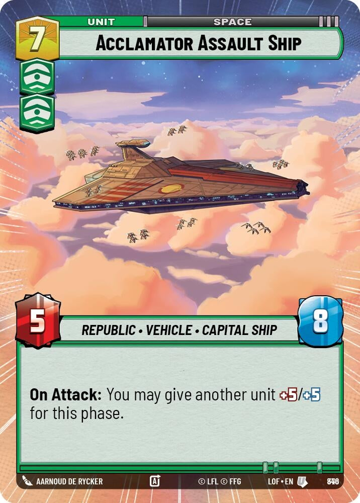 Image for Acclamator Assault Ship (Hyperspace Foil) (846) (Legends of the Force) - Star Wars: Unlimited