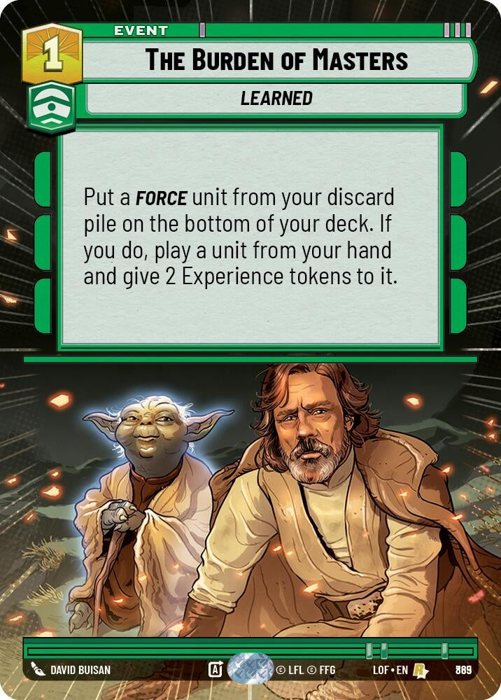 Image for The Burden of Masters (Hyperspace Foil) (865) (Legends of the Force) - Star Wars: Unlimited