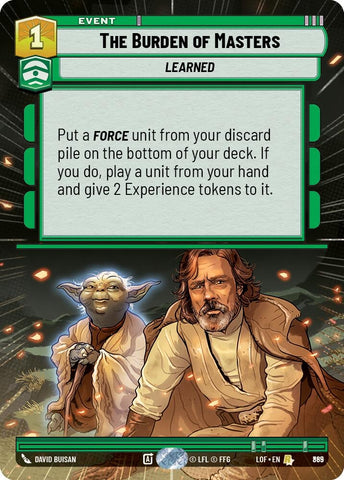 Image for The Burden of Masters (Hyperspace Foil) (865) (Legends of the Force) - Star Wars: Unlimited