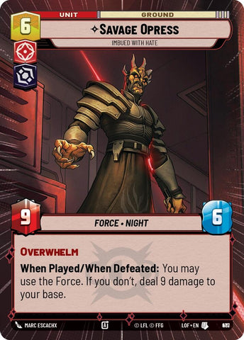 Image for Savage Opress - Imbued With Hate (Hyperspace Foil) (877) (Legends of the Force) - Star Wars: Unlimited