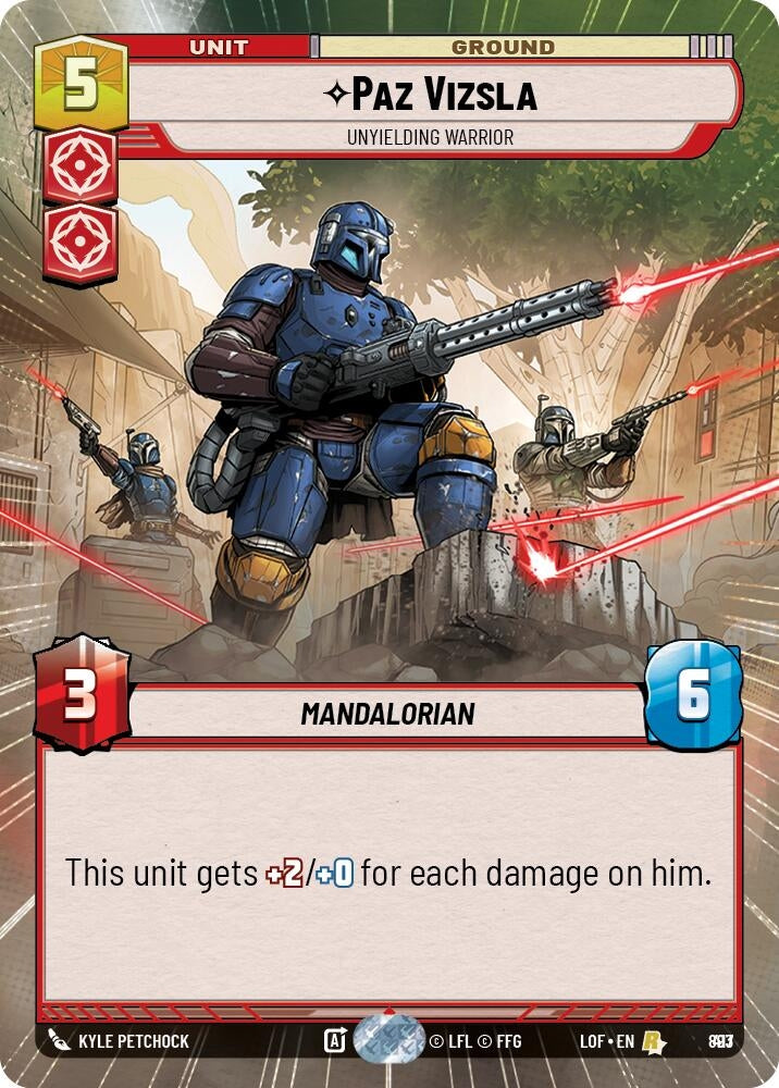 Image for Paz Vizsla - Unyielding Warrior (Hyperspace Foil) (893) (Legends of the Force) - Star Wars: Unlimited