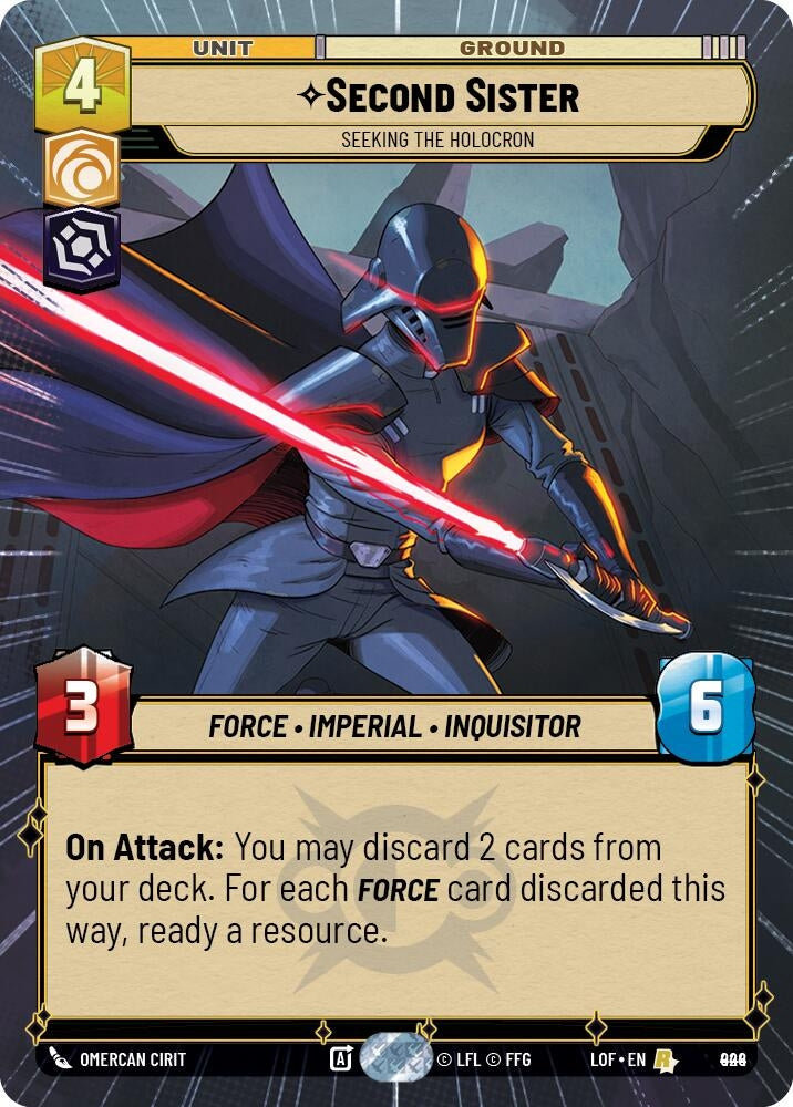 Image for Second Sister - Seeking the Holocron (Hyperspace Foil) (924) (Legends of the Force) - Star Wars: Unlimited