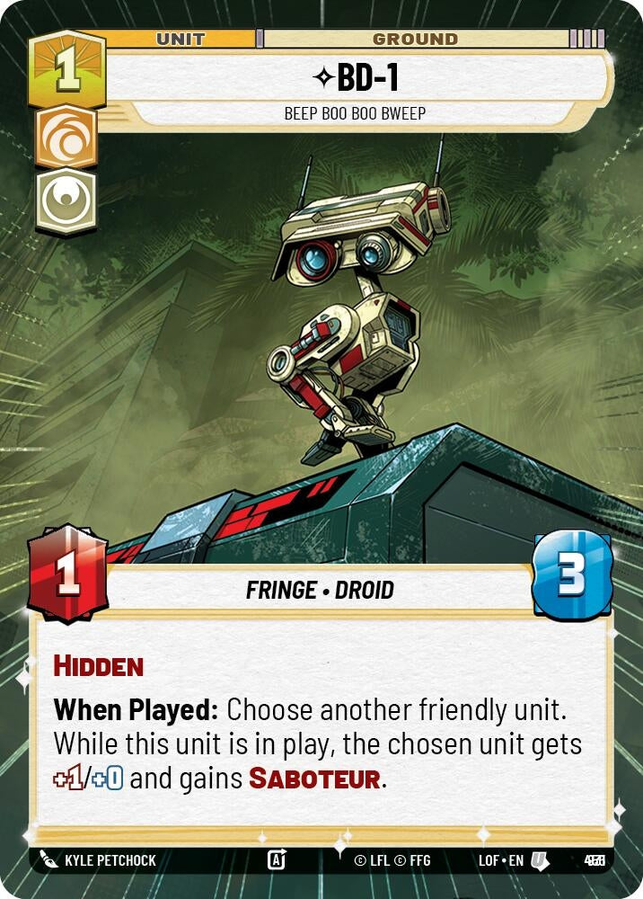 Image for BD-1 - Beep Boo Boo Bweep (Hyperspace Foil) (931) (Legends of the Force) - Star Wars: Unlimited