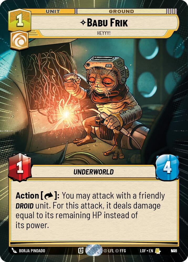 Image for Babu Frik - Heyyy! (Hyperspace Foil) (946) (Legends of the Force) - Star Wars: Unlimited