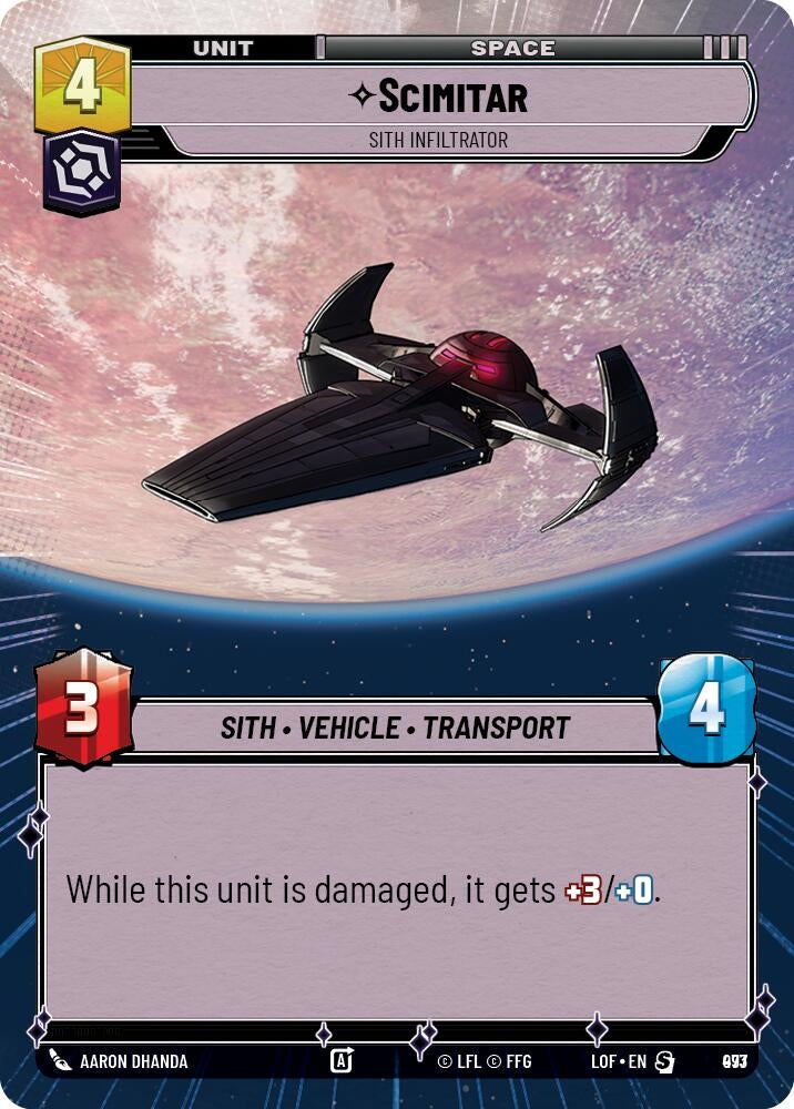 Image for Scimitar - Sith Infiltrator (Hyperspace Foil) (973) (Legends of the Force) - Star Wars: Unlimited