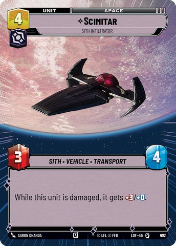 Image for Scimitar - Sith Infiltrator (Hyperspace Foil) (973) (Legends of the Force) - Star Wars: Unlimited