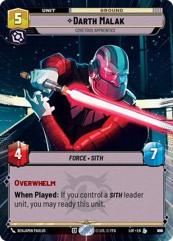 Image for Darth Malak - Covetous Apprentice (Hyperspace Foil) (974) (Legends of the Force) - Star Wars: Unlimited