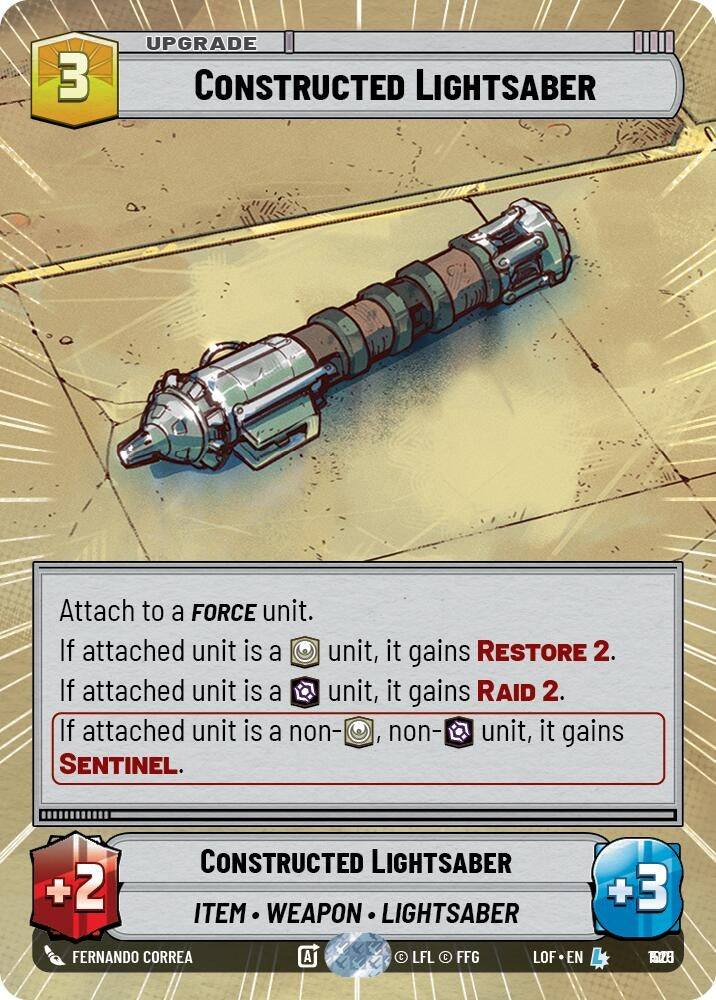 Image for Constructed Lightsaber (Hyperspace Foil) (1001) (Legends of the Force) - Star Wars: Unlimited