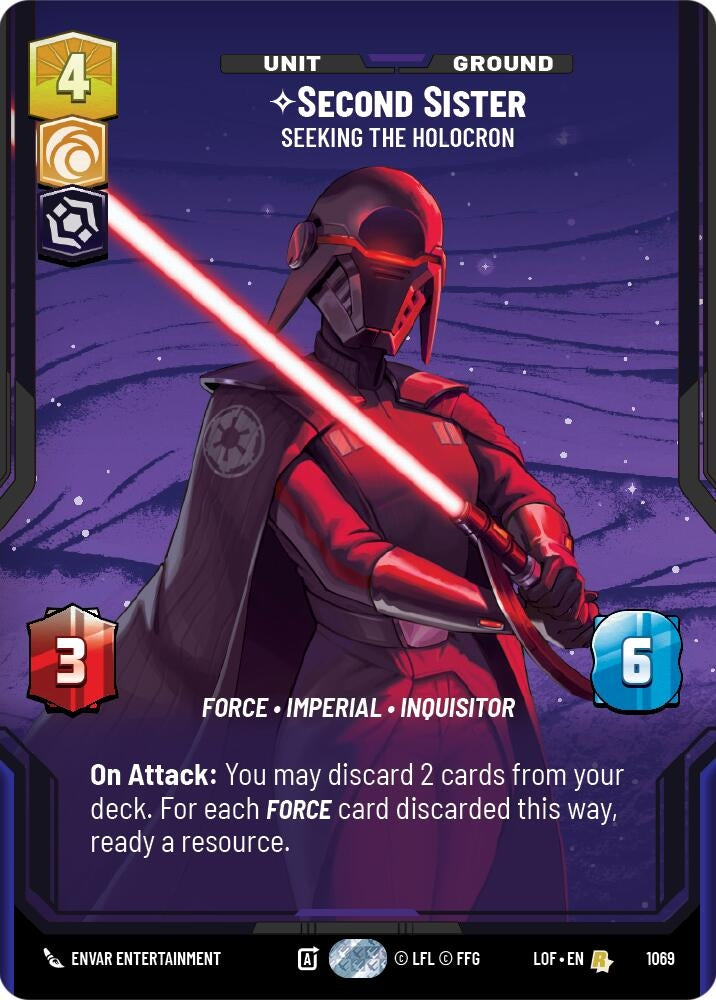 Image for Second Sister - Seeking the Holocron (Prestige Foil) (1069) (Legends of the Force) - Star Wars: Unlimited