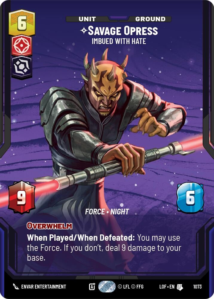 Image for Savage Opress - Imbued With Hate (Prestige Foil) (1073) (Legends of the Force) - Star Wars: Unlimited