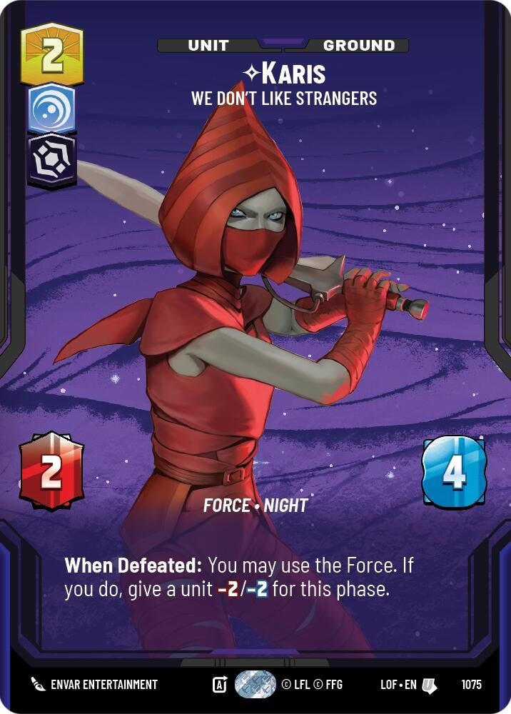Image for Karis - We Don't Like Strangers (Prestige Foil) (1075) (Legends of the Force) - Star Wars: Unlimited