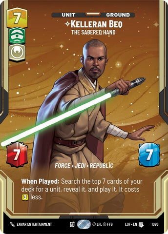 Image for Kelleran Beq - The Sabered Hand (Prestige Foil) (1086) (Legends of the Force) - Star Wars: Unlimited