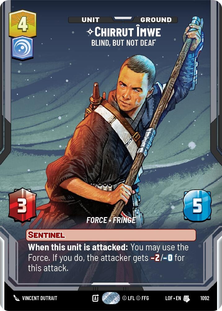 Image for Chirrut Imwe - Blind, but not Deaf (Prestige Foil) (1092) (Legends of the Force) - Star Wars: Unlimited