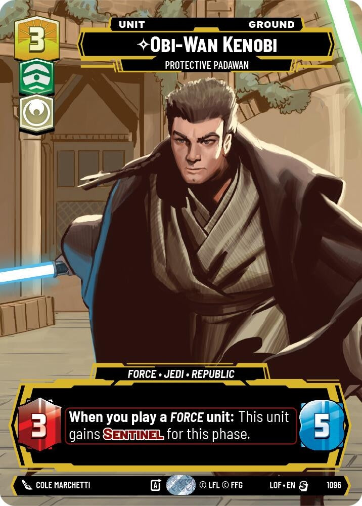Image for Obi-Wan Kenobi - Protective Padawan (Prestige Foil) (1096) (Legends of the Force) - Star Wars: Unlimited