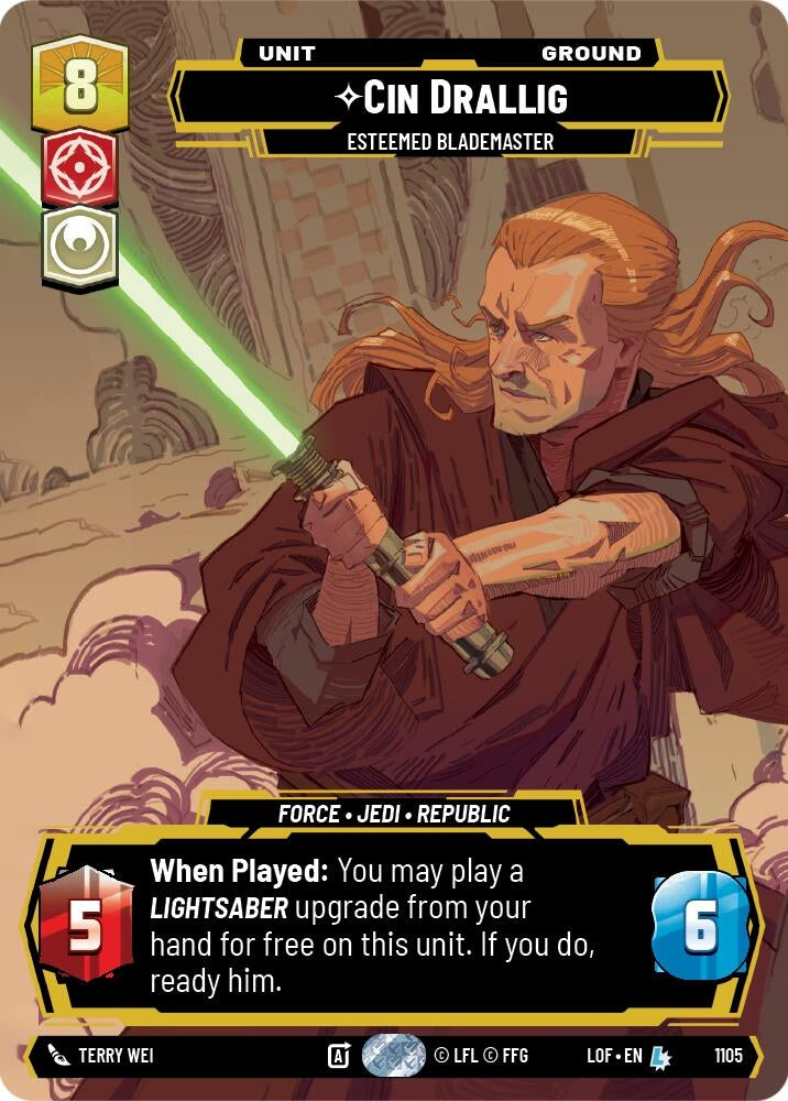 Image for Cin Drallig - Esteemed Blademaster (Prestige Foil) (1105) (Legends of the Force) - Star Wars: Unlimited