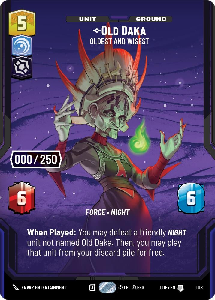 Image for Old Daka - Oldest and Wisest (Serialized) (1118) (Legends of the Force) - Star Wars: Unlimited