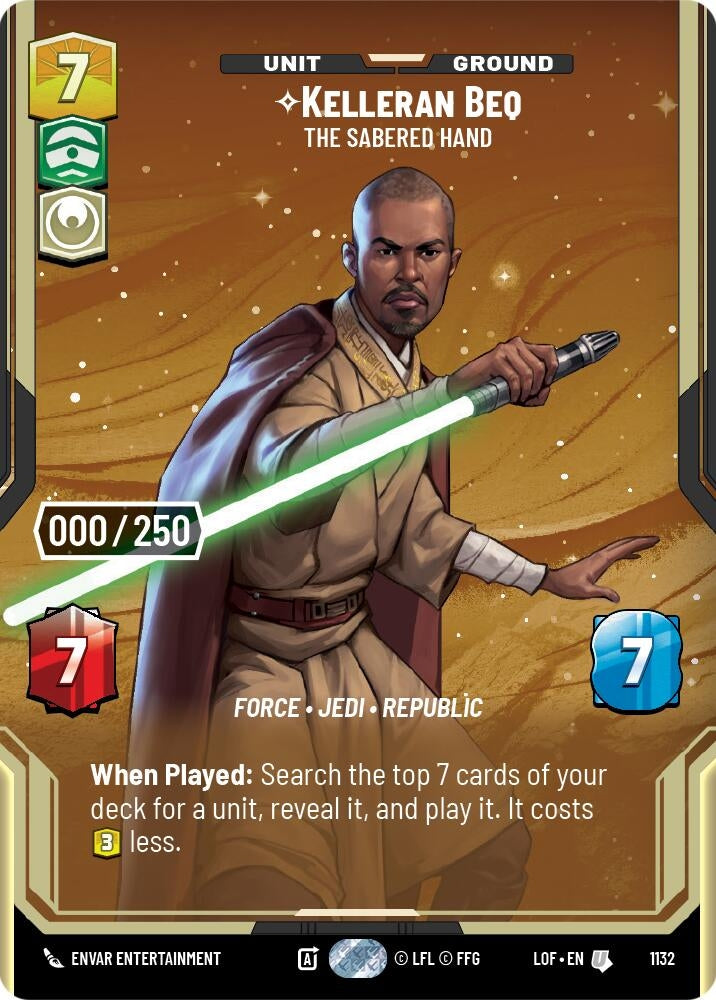 Image for Kelleran Beq - The Sabered Hand (Serialized) (1132) (Legends of the Force) - Star Wars: Unlimited