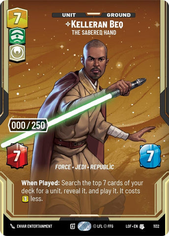 Image for Kelleran Beq - The Sabered Hand (Serialized) (1132) (Legends of the Force) - Star Wars: Unlimited