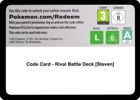 Image for Code Card - Rival Battle Deck [Steven] (Miscellaneous Cards & Products) - Pokemon