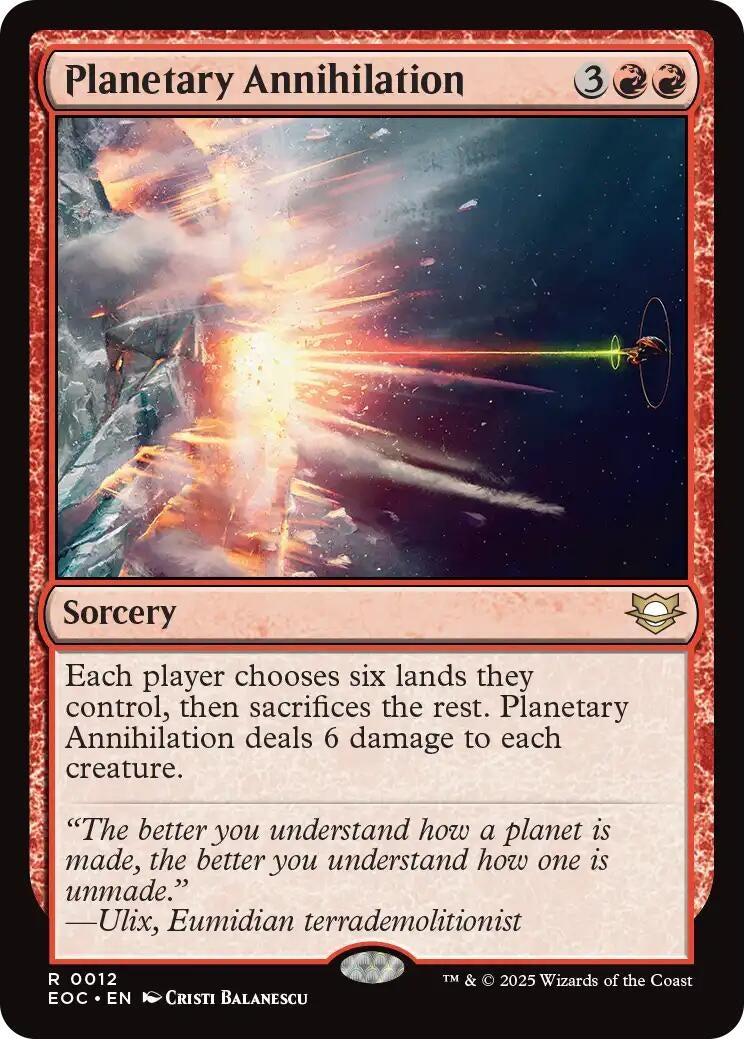 Image for Planetary Annihilation (12) (Commander: Edge of Eternities) - Magic: The Gathering