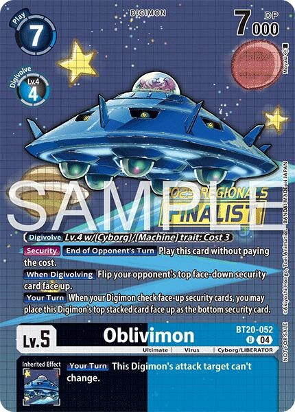 Image for Oblivimon (Regionals 25-26 Season 2 Finalist) (BT20-052 U) - Digimon Card Game