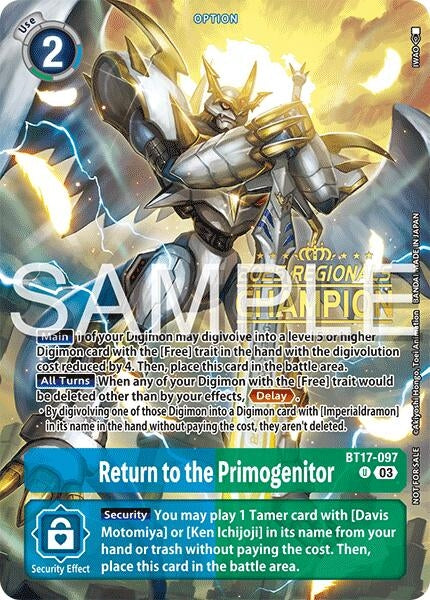 Image for Return to the Primogenitor (Regionals 25-26 Season 2 Champion) (BT17-097 U) - Digimon Card Game