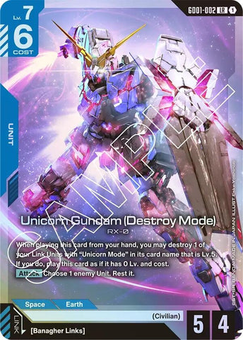 Image for Unicorn Gundam (Destroy Mode) (GD01-002) (Newtype Rising) - Gundam Card Game