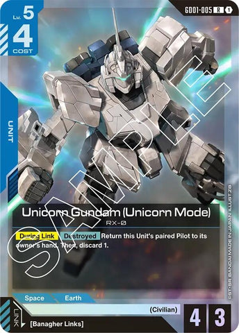 Image for Unicorn Gundam (Unicorn Mode) (GD01-005) (Newtype Rising) - Gundam Card Game