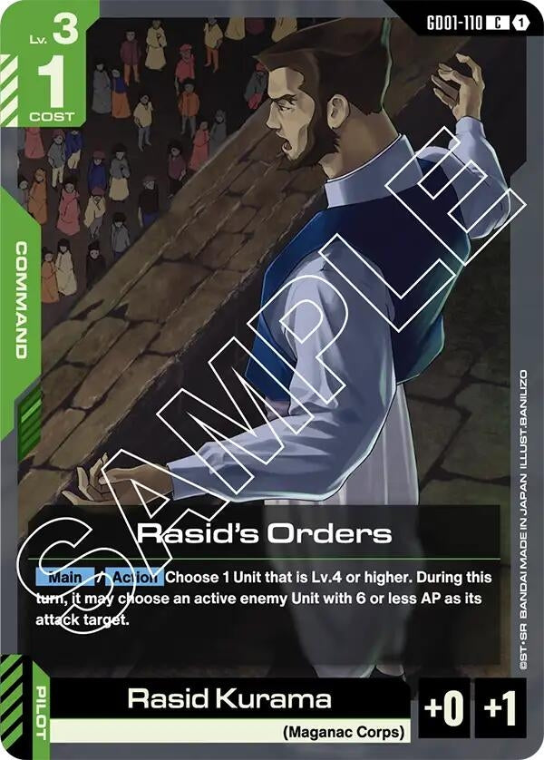 Image for Rasid's Orders (GD01-110) (Newtype Rising) - Gundam Card Game