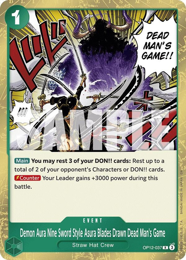 Image for Demon Aura Nine Sword Style Asura Blades Drawn Dead Man's Game (OP12-037) (Legacy of the Master) - One Piece Card Game