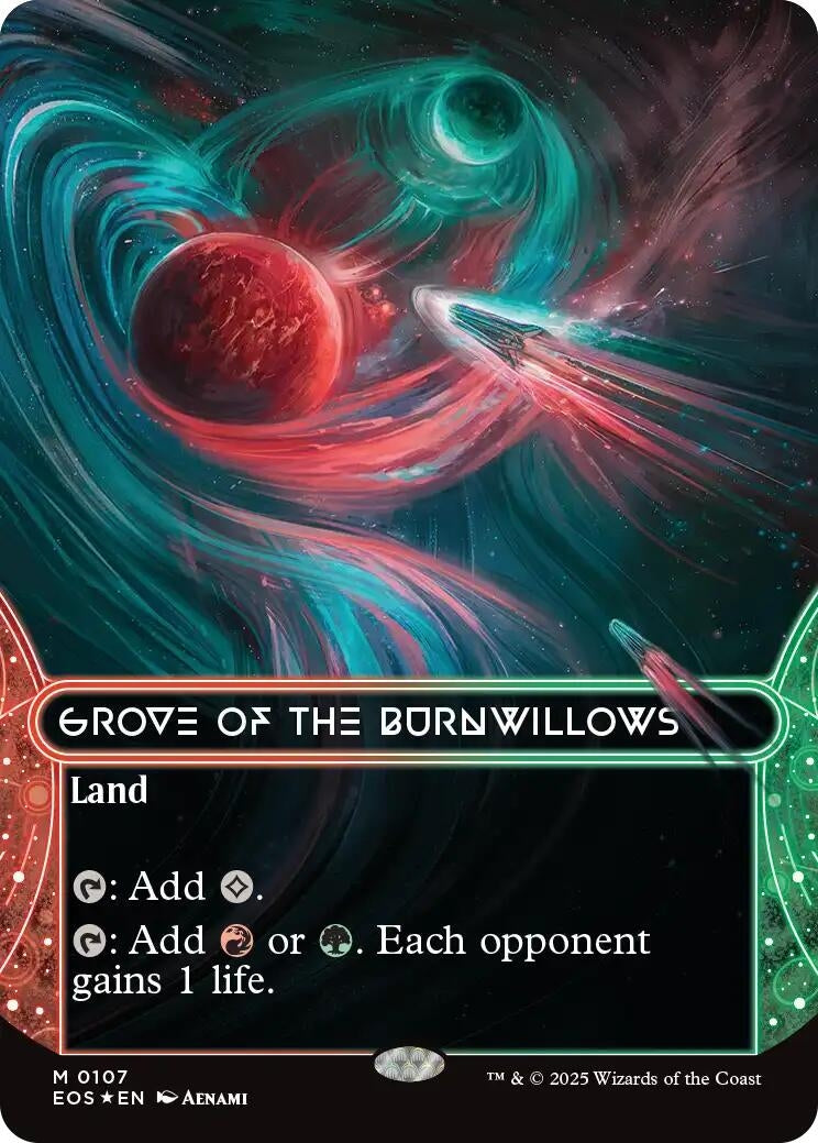 Image for Grove of the Burnwillows (0107) (Borderless) (Galaxy Foil) (107) (Edge of Eternities: Stellar Sights) - Magic: The Gathering