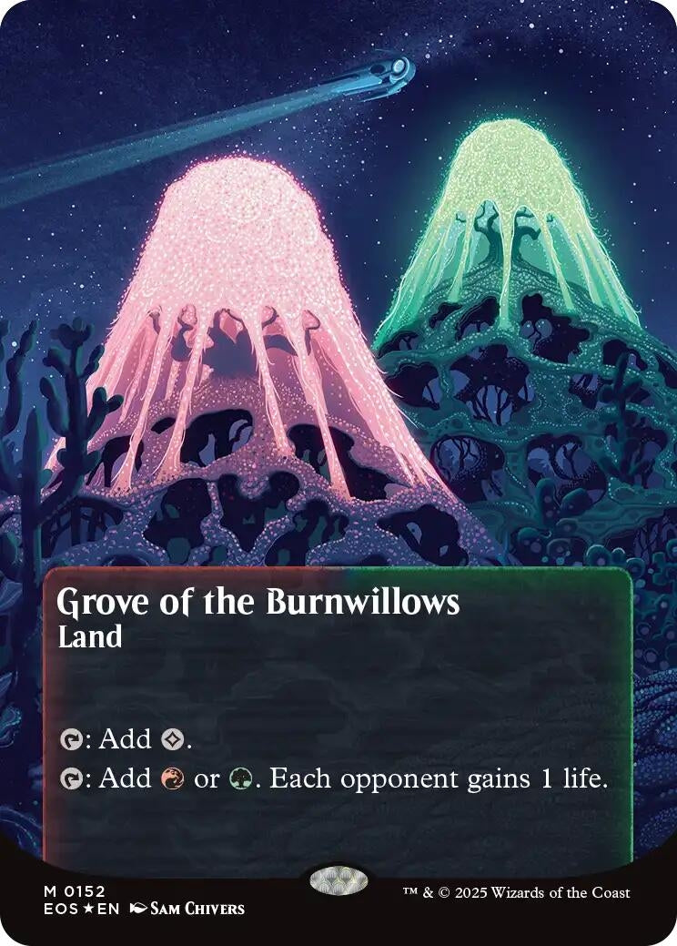Image for Grove of the Burnwillows (0152) (Borderless) (Galaxy Foil) (152) (Edge of Eternities: Stellar Sights) - Magic: The Gathering