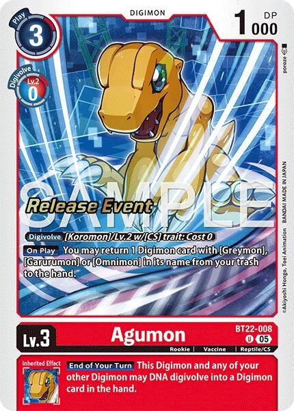 Image for Agumon (BT22-008 U) - Digimon Card Game