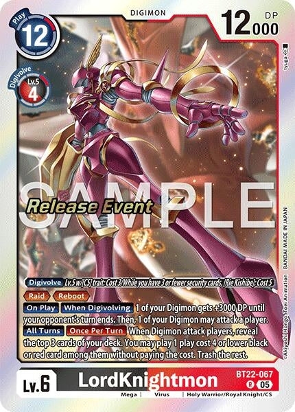 Image for LordKnightmon (BT22-067 R) - Digimon Card Game