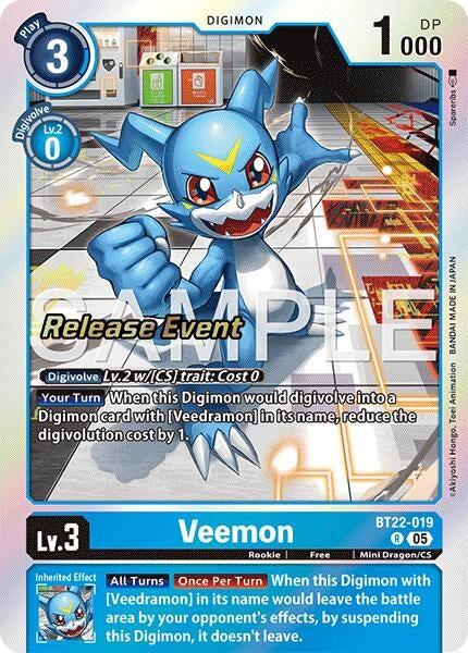 Image for Veemon (BT22-019 R) - Digimon Card Game