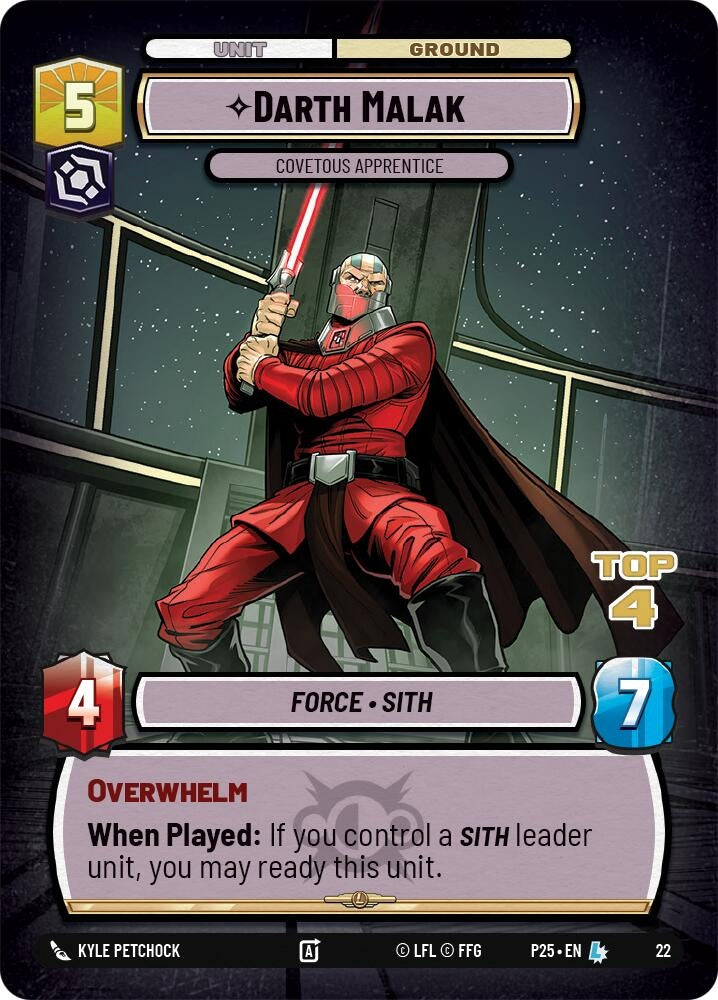 Image for Darth Malak - Covetous Apprentice (Top 4) (22) - Star Wars: Unlimited