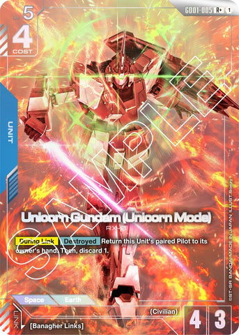 Image for Unicorn Gundam (Unicorn Mode) (R+) (GD01-005) (Newtype Rising) - Gundam Card Game