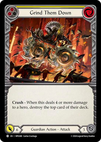 Image for Grind Them Down (Yellow) (MPG080) (Mastery Pack Guardian) - Flesh and Blood TCG