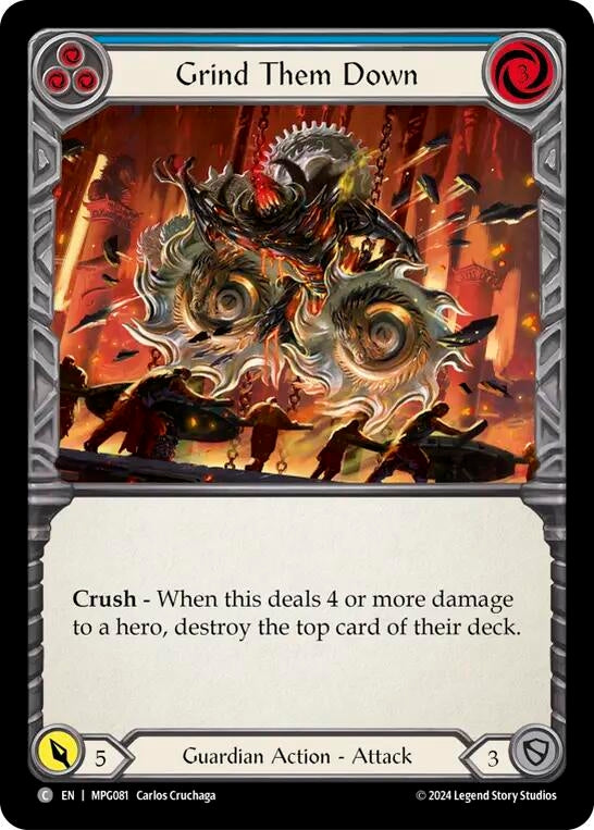 Image for Grind Them Down (Blue) (MPG081) (Mastery Pack Guardian) - Flesh and Blood TCG
