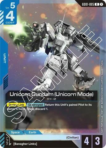 Image for Unicorn Gundam (Unicorn Mode) (Launch Event) (GD01-005) (Gundam Promotional Cards) - Gundam Card Game