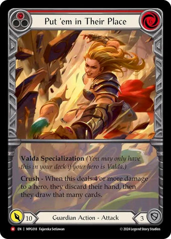 Image for Put 'Em In Their Place (Extended Art) (MPG018) (Mastery Pack Guardian) - Flesh and Blood TCG
