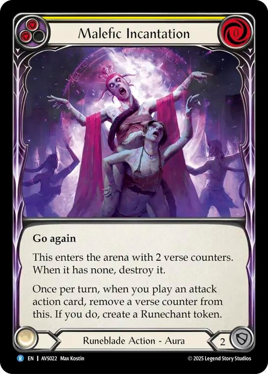 Image for Malefic Incantation (Yellow) (AVS022) - Flesh and Blood TCG