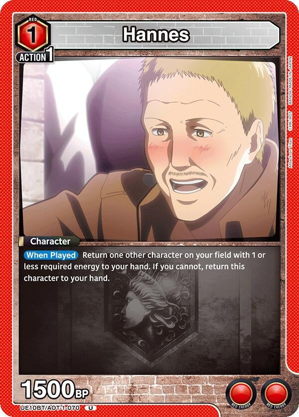 Image for Hannes (UE10BT/AOT-1-070) (UE10BT: Attack on Titan) - Union Arena