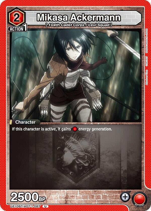Image for Mikasa Ackermann (087) (UE10BT/AOT-1-087) (UE10BT: Attack on Titan) - Union Arena