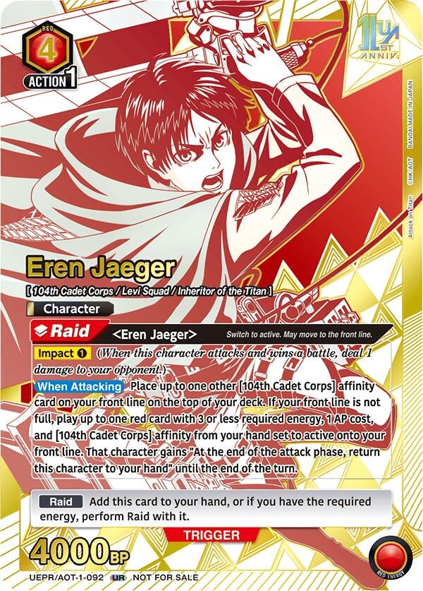 Image for Eren Jaeger (092) (UEPR/AOT-1-092) - Union Arena